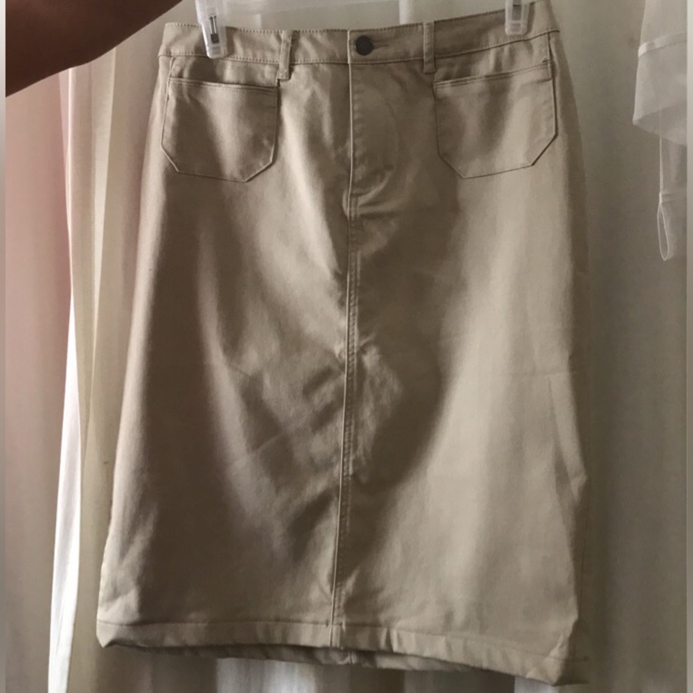 Y2K khaki midi skirt
